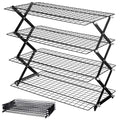 Sibba 4 Tier Collapsibl Cooling Rack, Adjustable 4 Setting Design Stainless Steel Baking Rack Stackable Roasting Cooking Drying Wire Cooling Racks for Cookies Baking Gifts for Women, Black