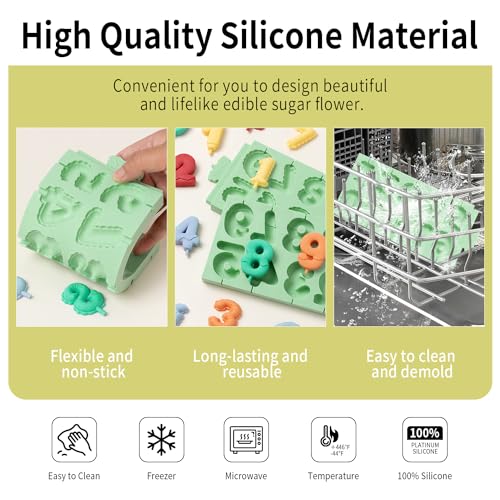 KALAIEN 0-9 Number Silicone Mold, 2 Pack 3D Chocolate Fondant Molds