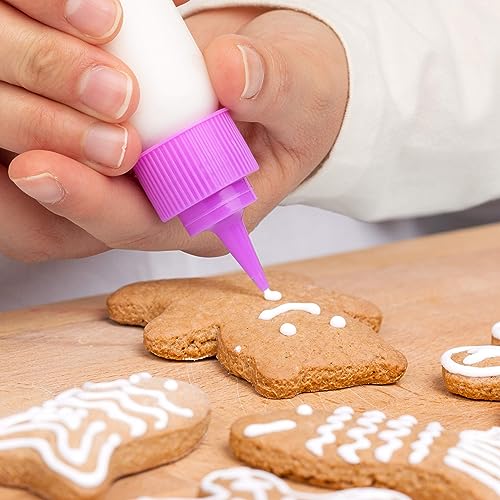 Free Hand Small Squeeze Bottles with Needle Tip - 6 Pack Precision Paint Squeeze, Fine Tip Applicator Bottles (3 x 1 oz & 3 x 2 oz) for Acrylic Paint, Royal Icing, Cookie Decorating, Crafts - size: 1 Ounces (Pack of 6)