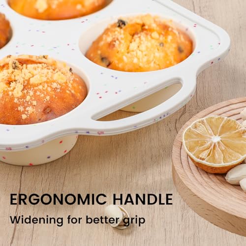 Vinino Jumbo Muffin Pan with Metal Reinforced Frame-1Pack, Large Silicone Cupcake Pan for Baking 6 Cup Jumbo Size, Silicone Muffin Tray, Cupcake Baking Pan Molds for Oven Dishwasher Safe-Cream - size: Jumbo