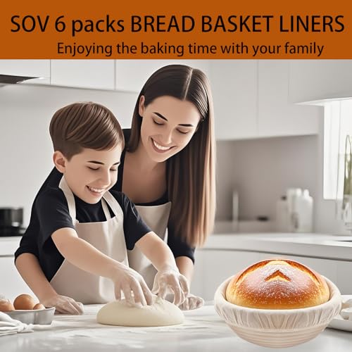 SOV Bread Basket Liner Cloth, Natural Rattan Dough Banneton Proofing Cloth, round bread proofing liner, Baking Sourdough Basket Cover, 6 Pieces 10 inch (round basket cloth)