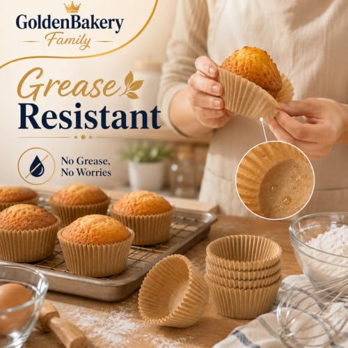 Mini Muffin Liners,500 pcs Natural Mini Cupcake Liners for Baking - color: Natural（500pcs）