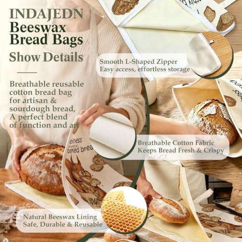 Funny Squirrel Baking Gifts Beeswax Bread Bags 2 Pack XL 13x17in - color: Funny Squirrel