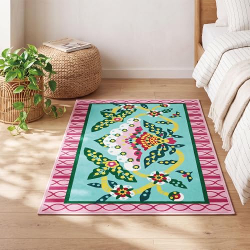 2x3 Pink Peony Area Rug, Soft Low Pile - color: Pink Peony, size: 2' x 3' (Rectangular)