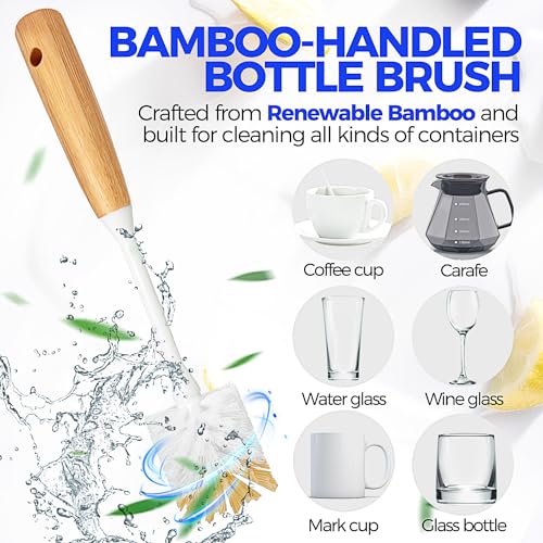 Holikme 6 Pack Dish Brush with Bottle Brush Scrub Brush Straw,Yellow - color: Yellow