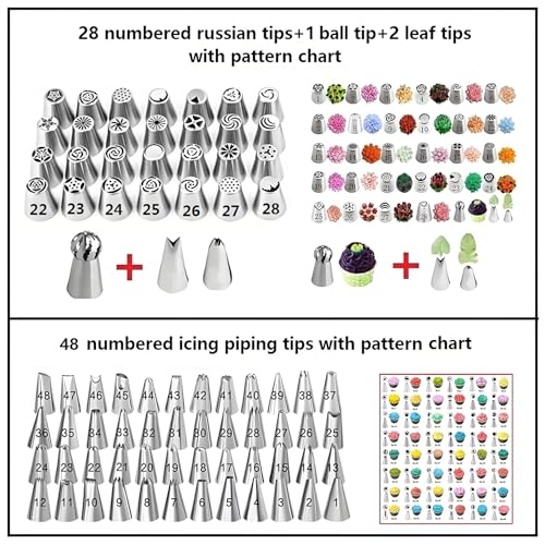 Russian Piping Tips Set, 193 Pcs Baking Supplies