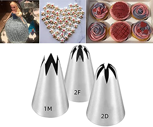 1M 2D 2F Piping Tips Set, Large Icing Tips for Cake Rosettes & Flowers - color: A