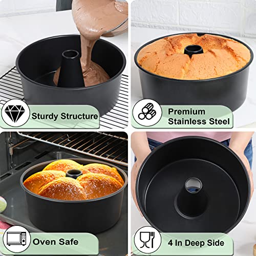 LIANYU 10 In Angel Food Cake Pan, Black Nonstick Tube Pound Pan for Baking - color: Black
