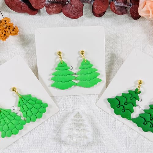 Xaekicr Christmas Tree Polymer Clay Cutters – 3 Style Clay Cutters for Holiday Earrings, Christmas Clay Tools for Polymer Clay Jewelry and Crafts - color: U color