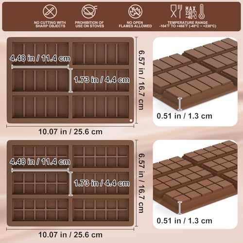 2 Pack Chocolate Bar Mold for Dubai Chocolate