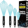 HOTEC 4Pcs Silicone Whisk Set, Wire Balloon Whisks for Cooking Egg Beater - color: Blue