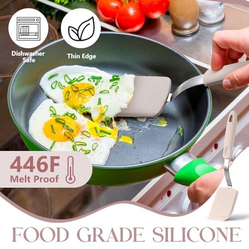 2Pcs Mini Silicone Cookie Brownie Spatula, Solid Flat, Khaki - color: Khaki, style: Solid Flat