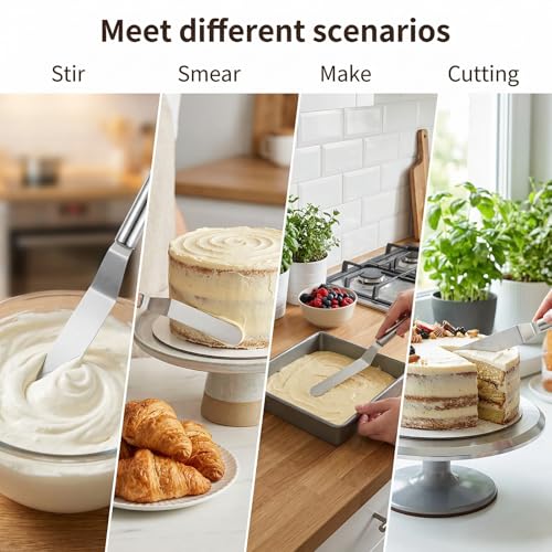 6" Offset Spatula, Stainless Steel Icing Spatula Angled Cake Spatulas Cake Icing Tools with Sturdy Handle Frosting Spatulas for Cakes Decorating, Baking, Pastry