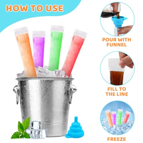 150 Disposable Ice Popsicle Mold Bags Comes With A Funnel - color: 150PCS