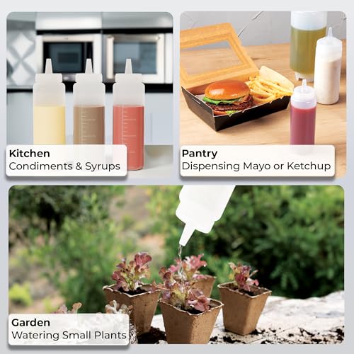 Restaurantware 12 Ounce Condiment Squeeze Bottle 1 With Lid Plastic Squeeze Bottle - Precison Dispensing Tip Flexible Clear Plastic Squeeze Bottle For Sauces For Sauces Spreads Or Condiments - size: 12 Ounces