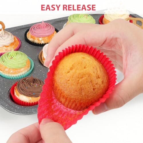 Caperci Standard Red Cupcake Liners for Baking Paper Muffin Cups 200-Count - color: Red