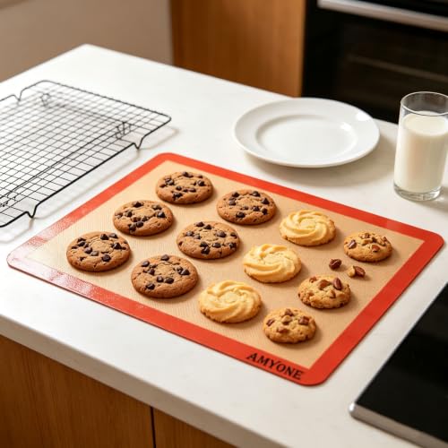 AMYONE Silicone Baking Mats, 11.6 x 16.5 Inch Half Sheet Pan Liners, 2 Pack - size: 16.6"L x 11.6"W