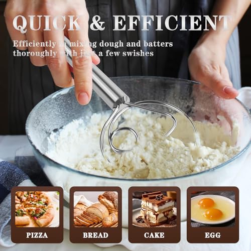 TEEVEA Danish Dough Whisk Stainless Steel for Sourdough Bread - color: Stainless Steel 1-eye