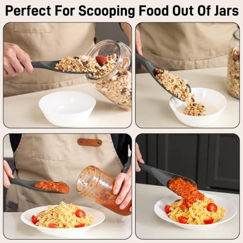 3 PACK Silicone Cooking Spatula & Spoon for Nonstick Cookware, BPA-Free - color: 3 Pack Grey
