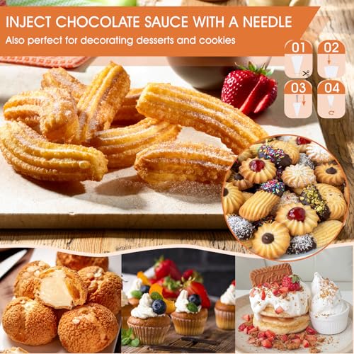 21-Piece Cookie Press Set, Churro Maker Machine, Stainless Steel Baking Gun