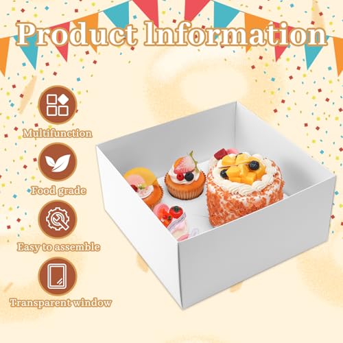 5 Packs Bento Cake and Cupcake Box 6 Holes Fit 5 Cupcakes and 1 Mini Cake Box with Clear Window and Stickers for Father ‘s Day Birthday Party Bakery Baking Supplies.((White, 1+5(5 Pack)) - size: 1+5(5 Pack)