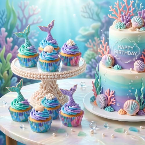 Mermaid Cupcake Liners 200 Pack Scale Baking Cups for Parties - style: Style A