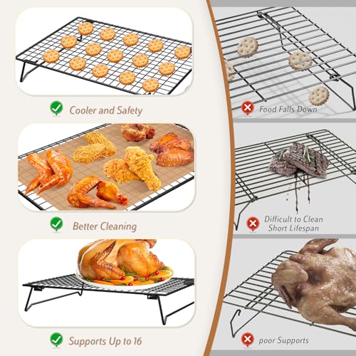 Cooling Racks for Cooking and Baking, 2-Tier 13" x 9" Stackable - size: Small