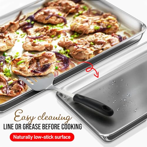 Aluminum Baking Sheet Set, Quarter Sheet Pan, Commercial Quality Cookie Sheets for Baking or Roasting Non-Stick, Warp Resistant Aluminum 9 x 13 Baking Pan - size: 2pc - Quarter Sheet Pan/9"x 13"