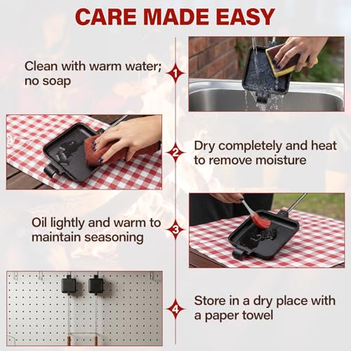 Mountain Pie Maker Cast Iron, Campfire Pie Iron, Hobo Pie Maker for Camping, 2-Pack