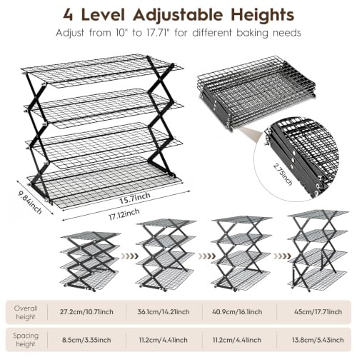4 Tier Collapsible Cooling Rack for Cooking and Baking Rack Stackable - size: 4 Tier