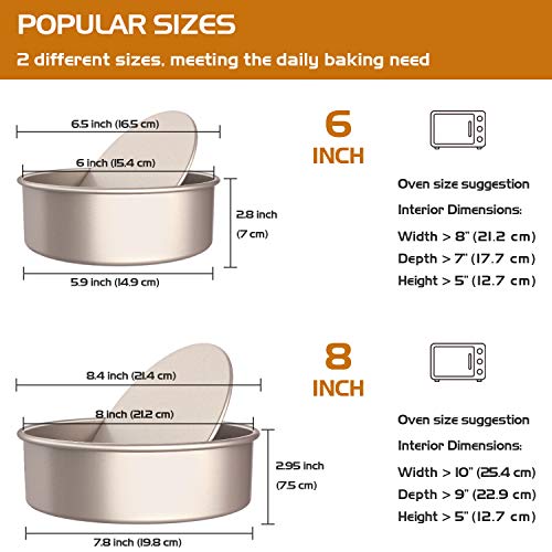 CHEFMADE Round Cake Pan Set, 6-Inch and 8-Inch with Removable Loose Bottom - color: Champagne Gold, size: 6-inch & 8-inch