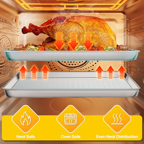Homikit 1PC 18 x 13 Inches Stainless Steel Half Baking Sheet Pan, Non Toxic - size: 17.5x13x1