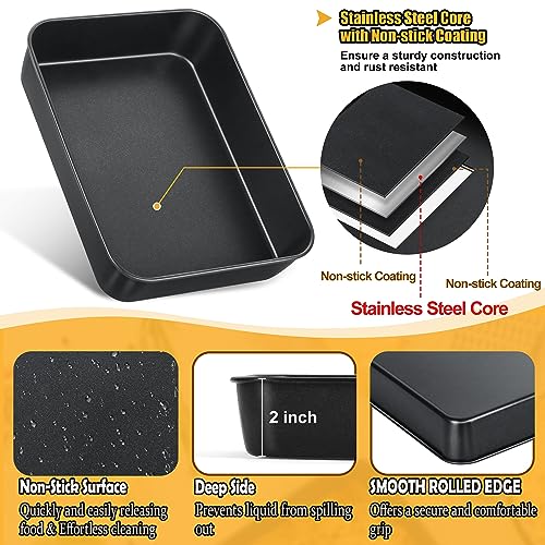 TeamFar Lasagna Pan, 9.4" x 7" x 2" Coated Rectangular Cake Pan - color: Black, size: 9 Inch