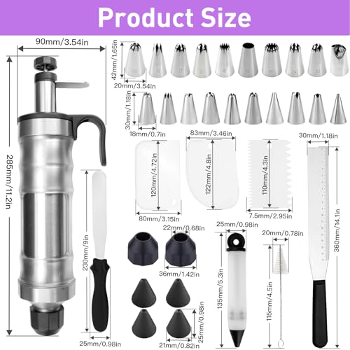 Frosting Piping Tips Kit, 34Pcs Stainless Steels Cake Decorating Tools