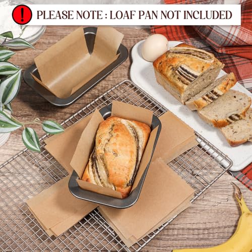 Webake 200Pcs Unbleached Parchment Paper Mini Loaf Pan Liners for 6x3 Small Banana Bread Pan, Original Precut, Non Toxic Baking Paper - color: Brown 6x3