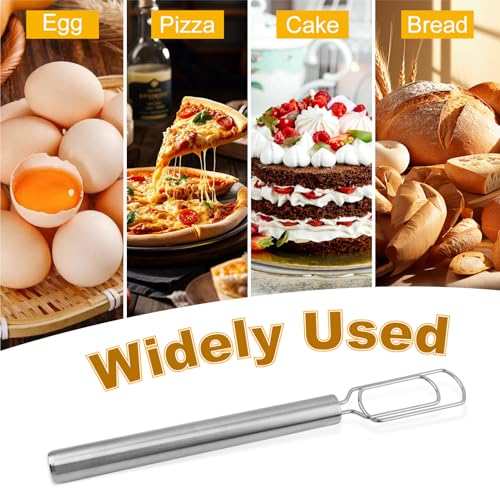 12" Stainless Steel Danish Dough Whisk, Sourdough Starter Stirrer for Tall & Narrow Jars, Long Handle Dough Mixer for Sourdough, Bread & Pizza, Dishwasher Safe