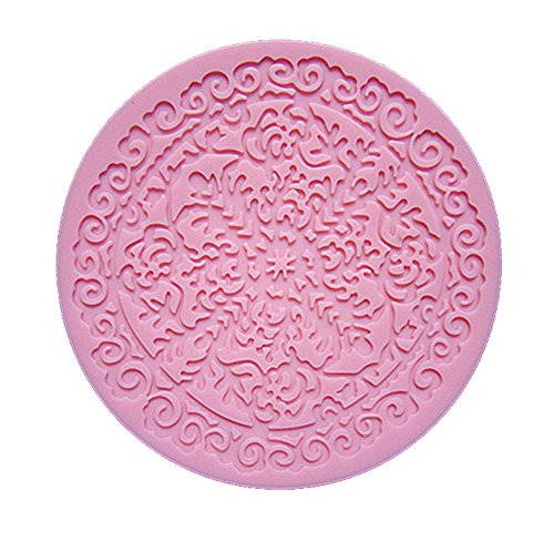 Longzand DIY Cake Decorating Set With Silicone Lace Mat, Fondant Mold and Sugar Craft Molds, Pink