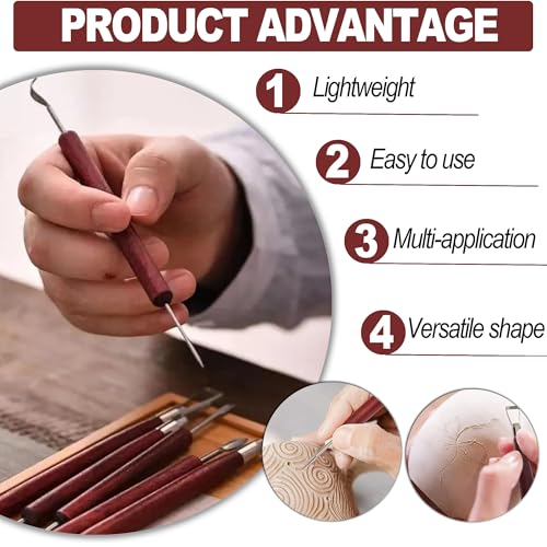 LINPHCEY 6-Piece Clay Sculpting Tools Set Perfect for Polymer Air Dry Modeling Clay Beginners & Professionals Ideal for DIY Pottery & Ceramics Tools for Clay Sculpting & Crafting - color: 6PCS-SET