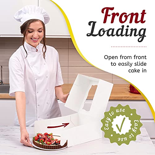 12 Cake Boxes With Cake Boards Set 10", Sturdy, Greaseproof, Front-Loading - color: Cake Boxes & Boards Set