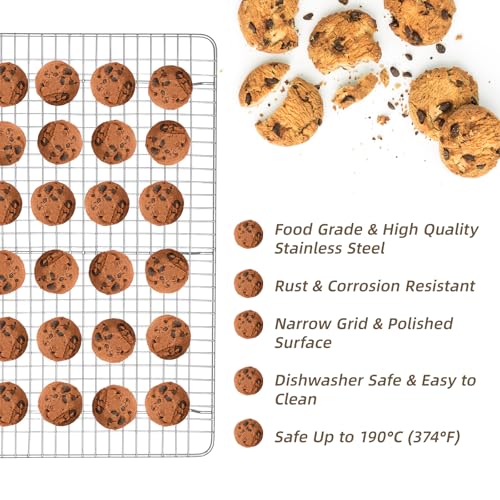 Pleafind 3 PCS Silver Stackable Cooling Rack -16 x 10 Inch Wire Rack, Heavy Duty Stainless Steel Baking Racks, Cooling Racks for Cooking and Baking Cookie Pizza Cake, Oven and Dishwasher Safe - color: Silver