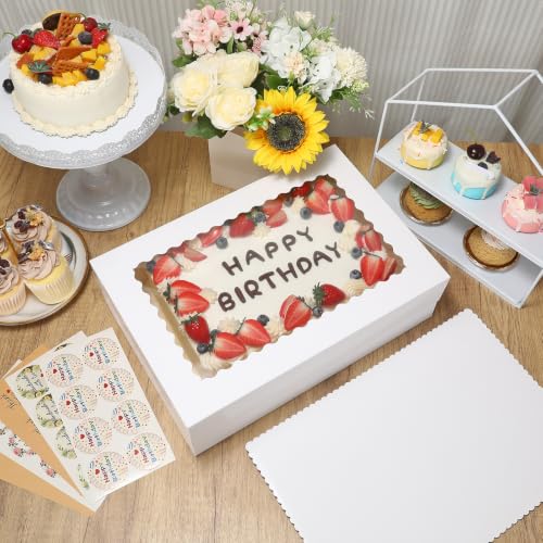 COTOPHER 16x11x4 In Rectangular Cake Boxes, 16pcs Bakery Boxes with Window - color: White, size: 16x11x4inch