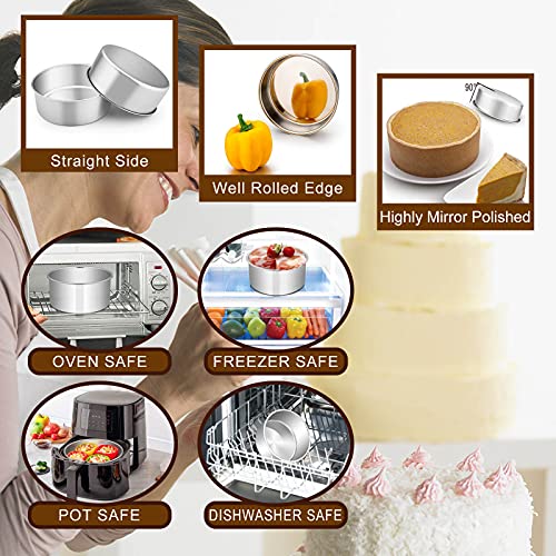 E-far Deep Cake Pan Set of 3 (6/8/9½ Inch), Stainless Steel Round Cake Pan - size: 6 x 3, 8 x 3, 9½ x 3 inches