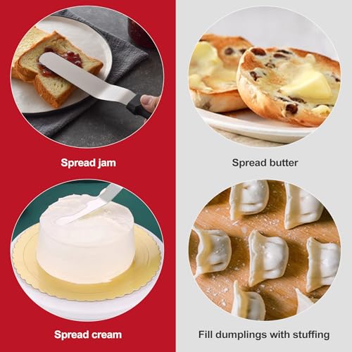 2 Piece Angled Icing Spatula Set (6" and 8"), Stainless Steel Offset Frosting Spatula with Ergonomic Handle, Cake Spatula for Cake Decorating and Baking, Ideal Icing Spatula for Cakes