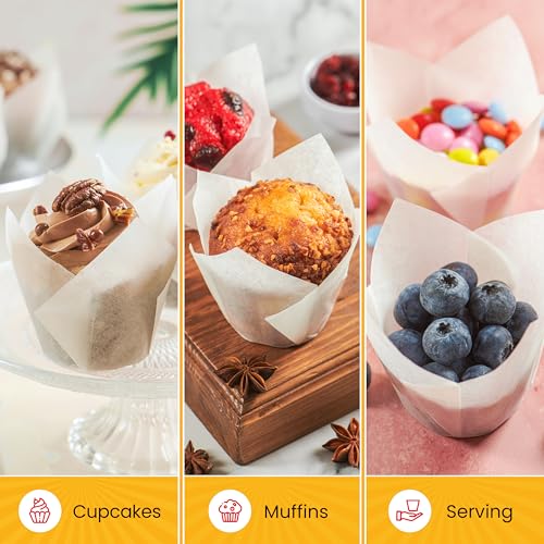 Tulip Cupcake Liners, Muffin Liners for Baking by Baker's Signature - color: 3.White