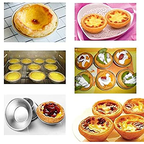 25 Pieces Egg Tart Molds Tiny Pie Tartlets Dessert Mold Pans Tin Puto Cup Bakeware Cake Cookie Mold, Round Resuable (Aluminum)