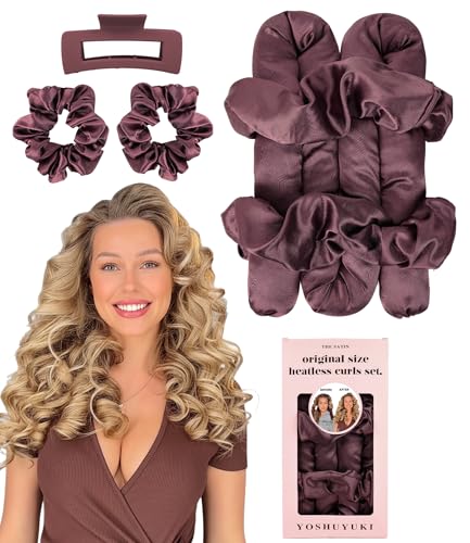 Original Satin Heatless Curls Overnight Curling Rod Set - color: ORIGINAL Mulberry