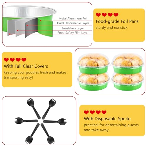 LNYZQUS 8oz Mini Pie Tins with Lids 50 Pack, 4 Inch Individual Cake Pans - color: Green