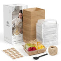 50 Sets Kraft Mini Disposable Charcuterie Boxes with Clear Lids - color: brown