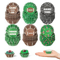 COcnny Football Mini Cupcake Liners - 600pcs Football Themed Mini Baking Cups Muffin Cupcakes Wrappers, Rugby Sport Paper Cake Wrap Making Supplies for Game Day Post-match Celebration Party (6 Styles) - style: Mini Football
