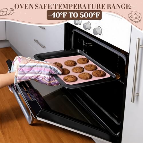 3 Pack Perforated Baking Mats, 3 Pink Silicone Nonstick Mats Set